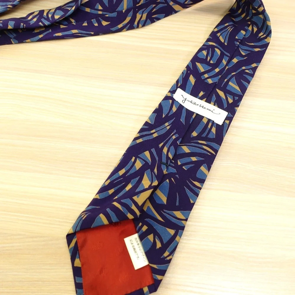 Vintage Neck Tie Mens Blue Abstract Japanese Art to Wear Designer YUKIKO HANAI
